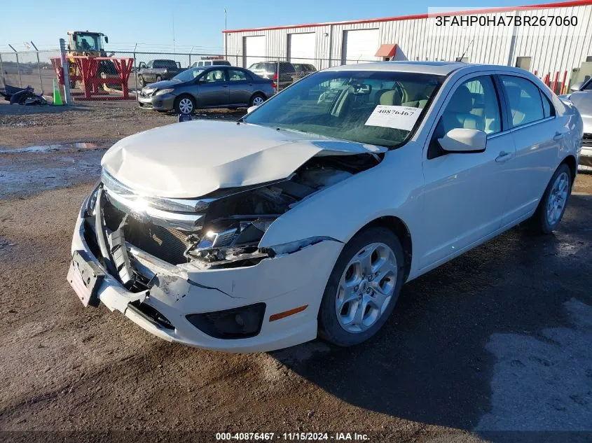 2011 Ford Fusion Se VIN: 3FAHP0HA7BR267060 Lot: 40876467