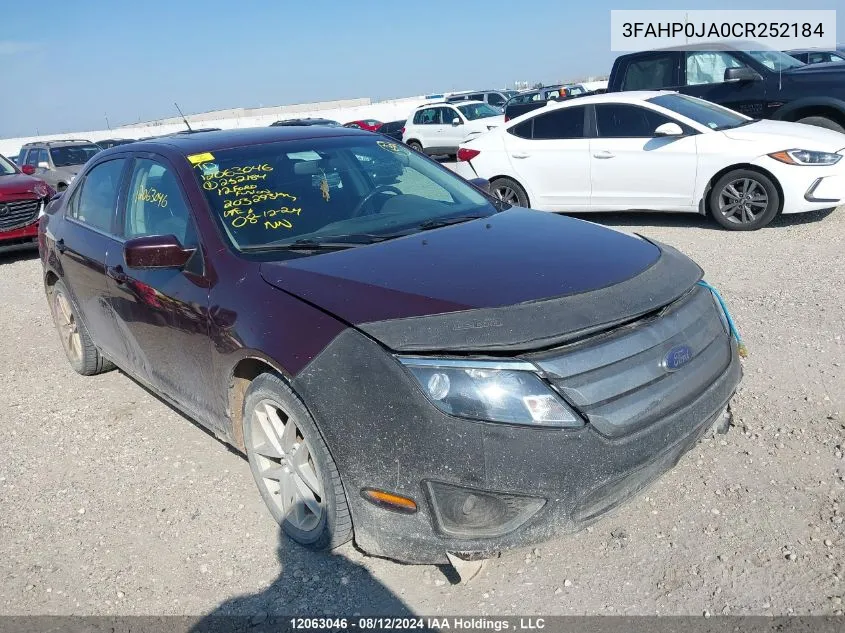 2012 Ford Fusion Sel VIN: 3FAHP0JA0CR252184 Lot: 12063046