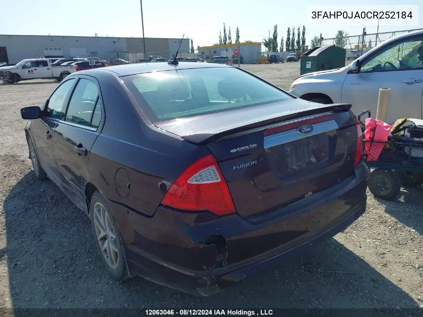 2012 Ford Fusion Sel VIN: 3FAHP0JA0CR252184 Lot: 12063046