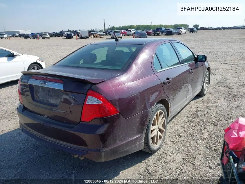 2012 Ford Fusion Sel VIN: 3FAHP0JA0CR252184 Lot: 12063046