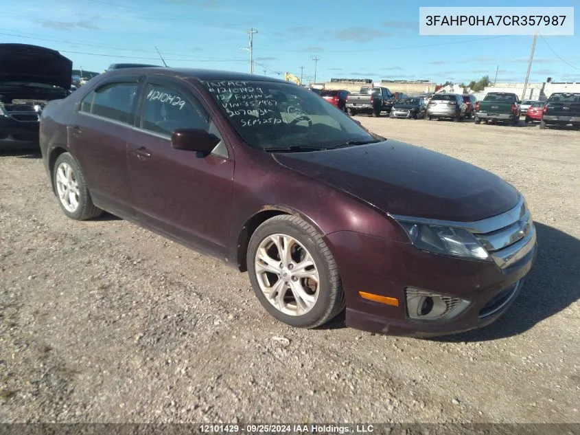 2012 Ford Fusion Se VIN: 3FAHP0HA7CR357987 Lot: 12101429