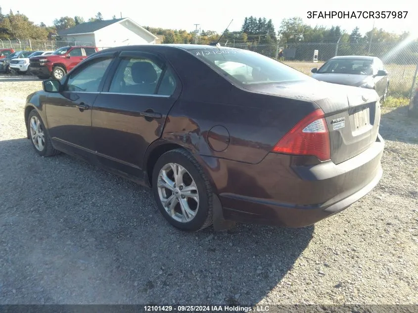 2012 Ford Fusion Se VIN: 3FAHP0HA7CR357987 Lot: 12101429