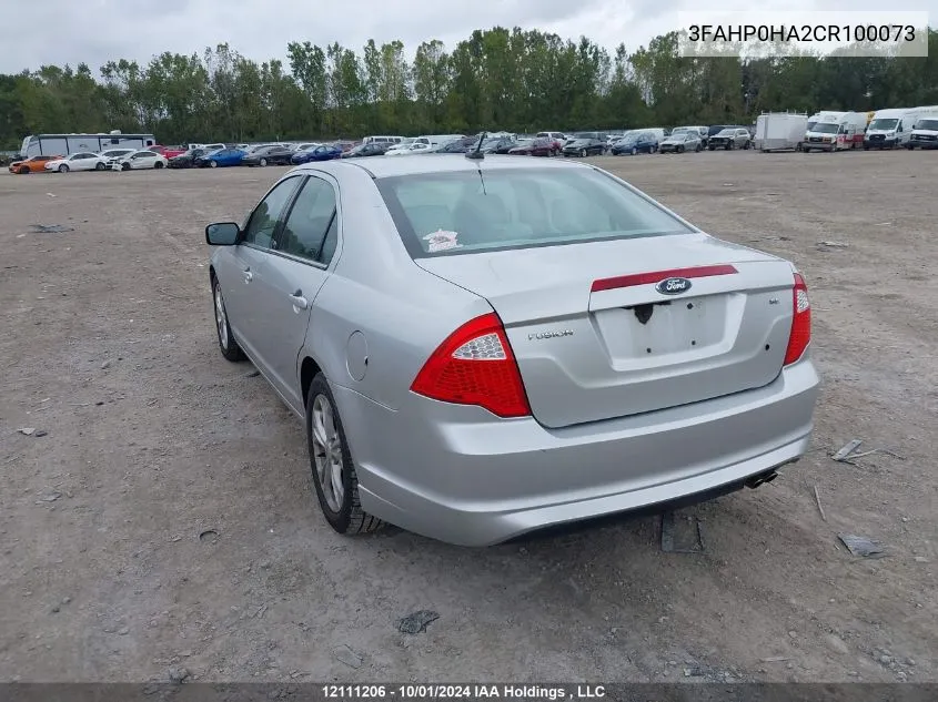 3FAHP0HA2CR100073 2012 Ford Fusion Se