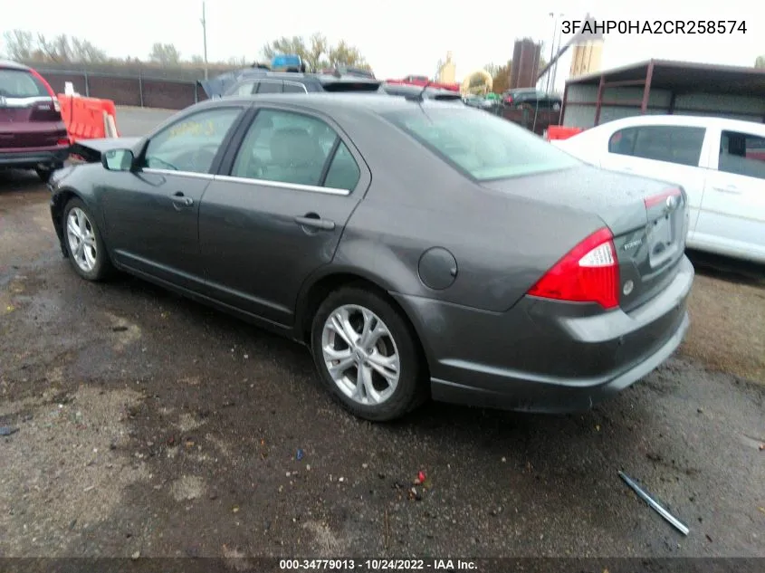 2012 Ford Fusion Se VIN: 3FAHP0HA2CR258574 Lot: 34779013