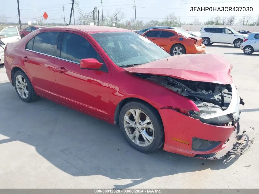 2012 Ford Fusion Se VIN: 3FAHP0HA3CR437030 Lot: 38912528