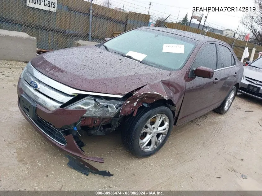 2012 Ford Fusion Se VIN: 3FAHP0HA7CR142819 Lot: 38936474