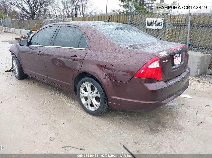 2012 Ford Fusion Se VIN: 3FAHP0HA7CR142819 Lot: 38936474