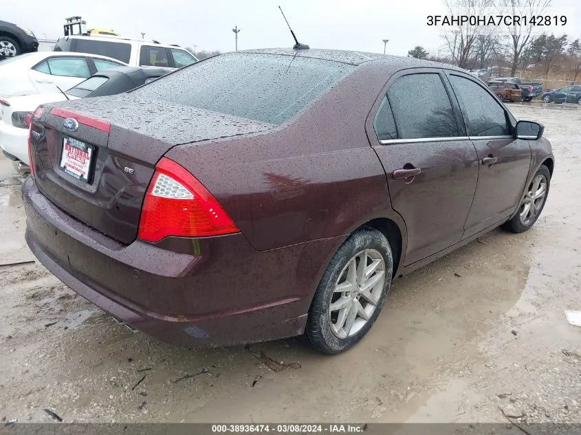 2012 Ford Fusion Se VIN: 3FAHP0HA7CR142819 Lot: 38936474