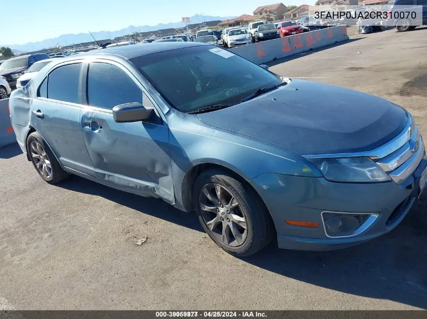 2012 Ford Fusion Sel VIN: 3FAHP0JA2CR310070 Lot: 39059977