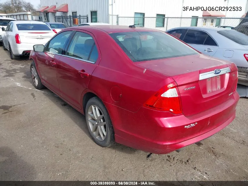 2012 Ford Fusion Sel VIN: 3FAHP0JG6CR292533 Lot: 39319313