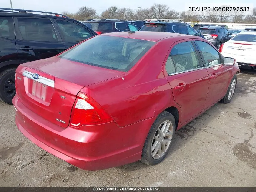 2012 Ford Fusion Sel VIN: 3FAHP0JG6CR292533 Lot: 39319313