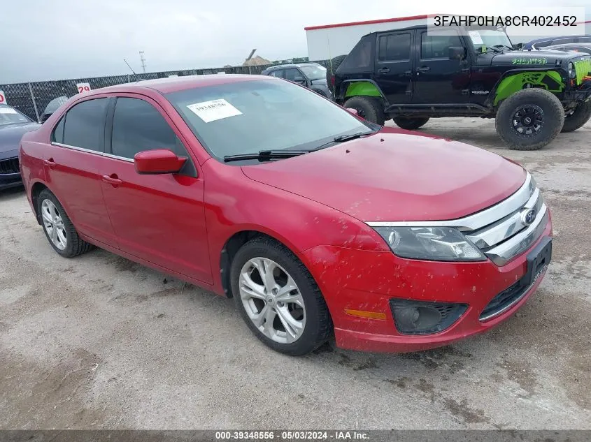 3FAHP0HA8CR402452 2012 Ford Fusion Se