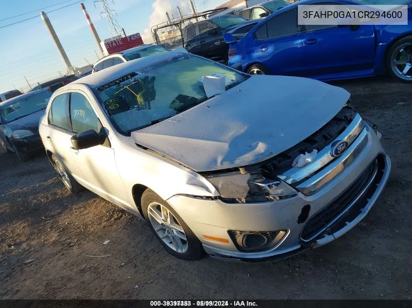 2012 Ford Fusion S VIN: 3FAHP0GA1CR294600 Lot: 39397353