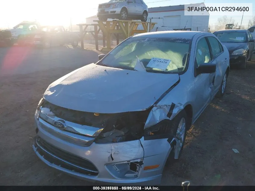 3FAHP0GA1CR294600 2012 Ford Fusion S