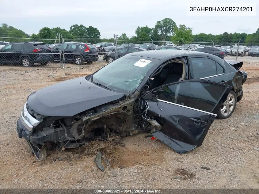 2012 Ford Fusion Se VIN: 3FAHP0HAXCR274201 Lot: 39402921