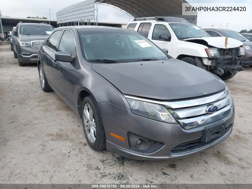 2012 Ford Fusion Se VIN: 3FAHP0HA3CR224420 Lot: 39518793