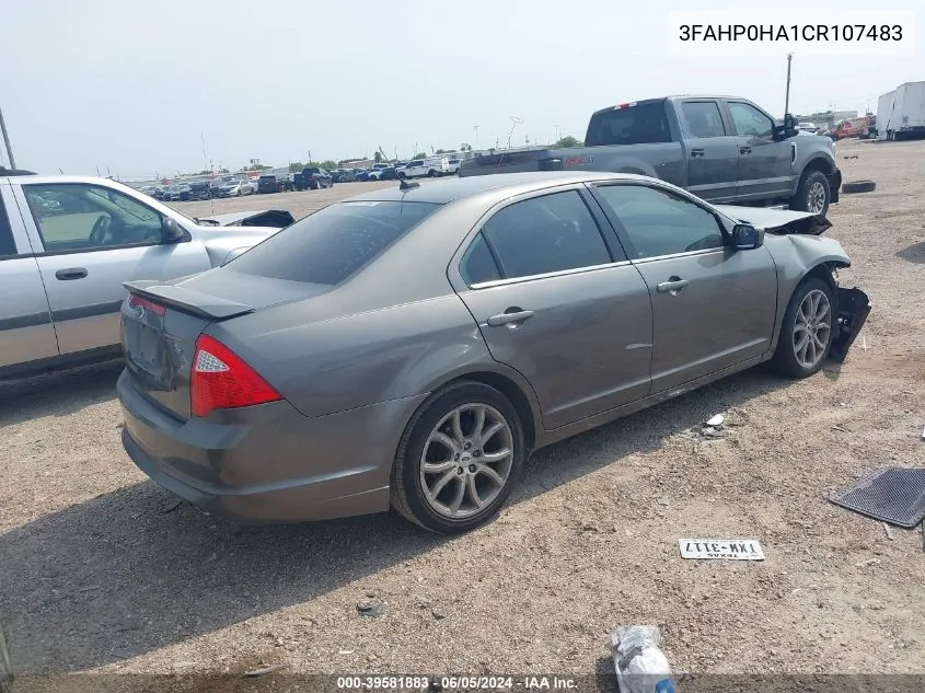 2012 Ford Fusion Se VIN: 3FAHP0HA1CR107483 Lot: 39581883