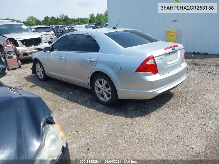 2012 Ford Fusion Se VIN: 3FAHP0HA2CR263158 Lot: 39582611