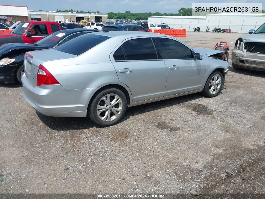 2012 Ford Fusion Se VIN: 3FAHP0HA2CR263158 Lot: 39582611