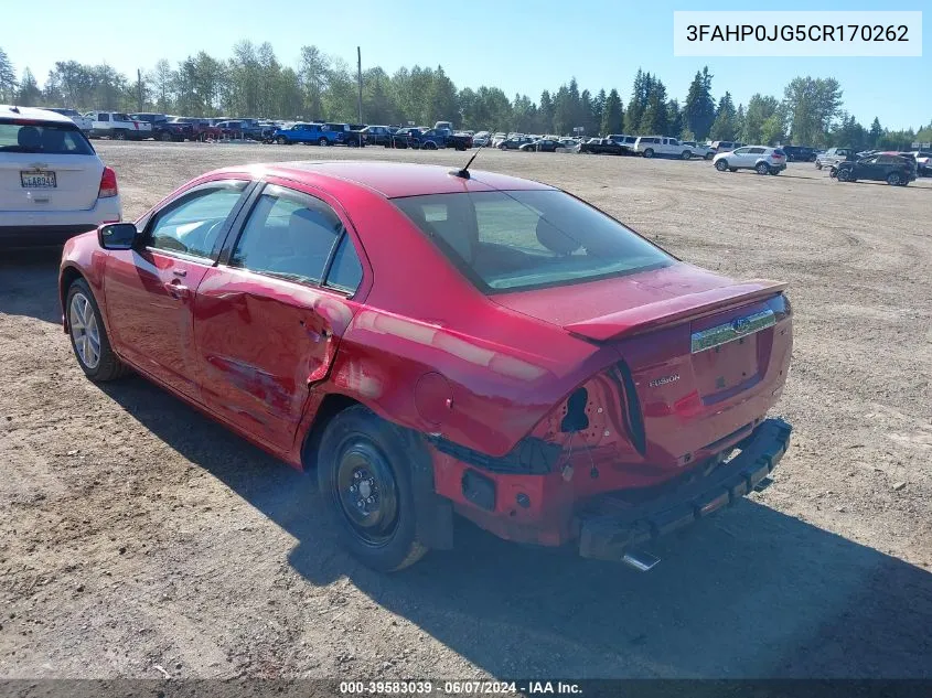 2012 Ford Fusion Sel VIN: 3FAHP0JG5CR170262 Lot: 39583039