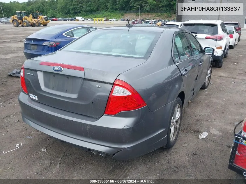 2012 Ford Fusion Se VIN: 3FAHP0HA8CR133837 Lot: 39605166