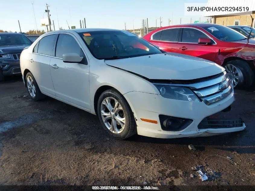 2012 Ford Fusion Se VIN: 3FAHP0HA9CR294519 Lot: 39683404