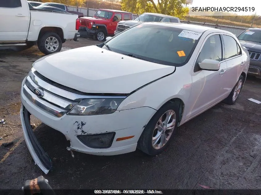 3FAHP0HA9CR294519 2012 Ford Fusion Se