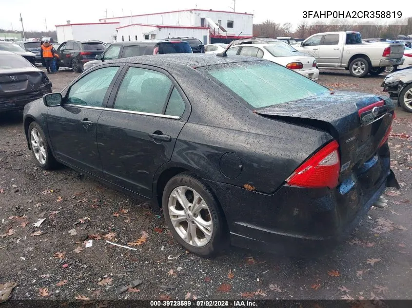 2012 Ford Fusion Se VIN: 3FAHP0HA2CR358819 Lot: 39723599