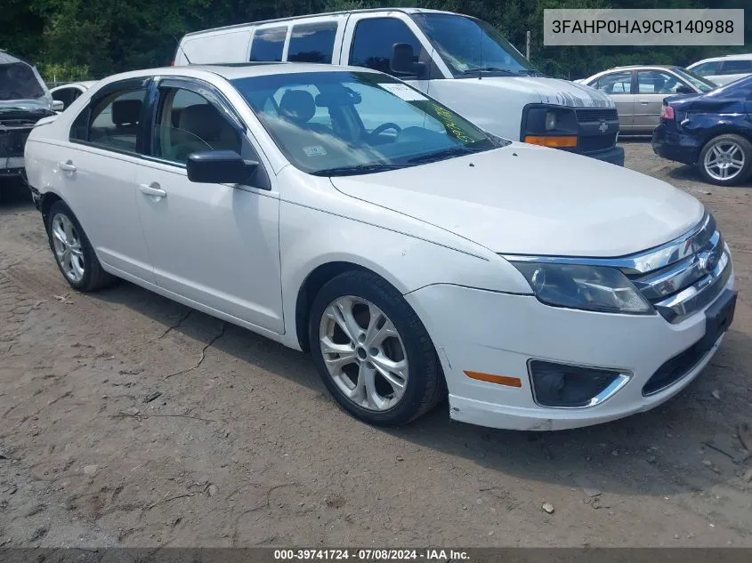 3FAHP0HA9CR140988 2012 Ford Fusion Se