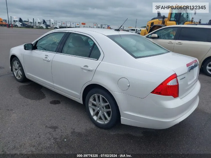 2012 Ford Fusion Sel VIN: 3FAHP0JG6CR132345 Lot: 39776325