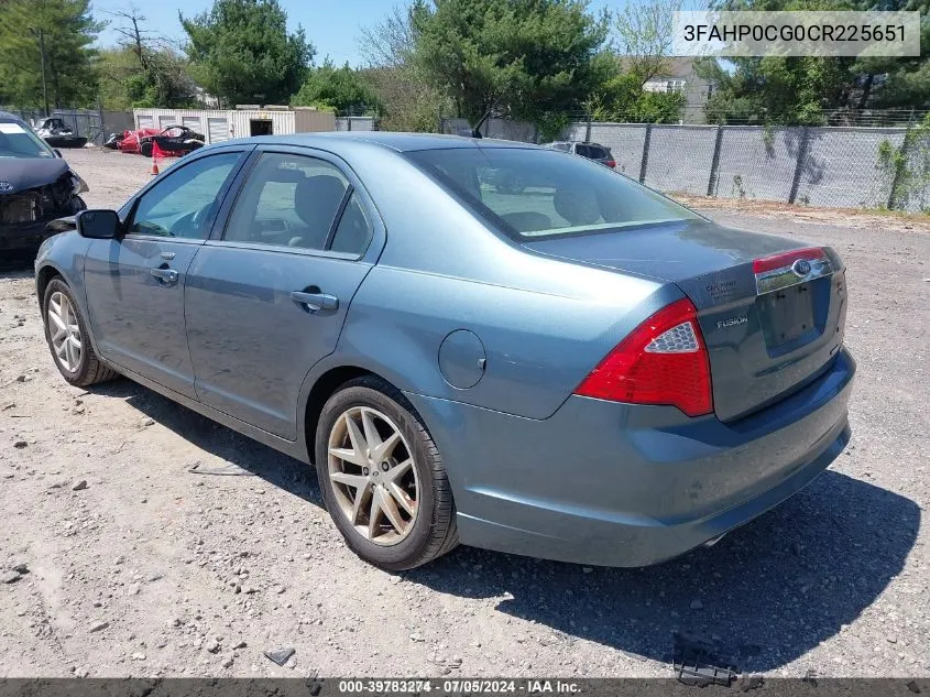 2012 Ford Fusion Sel VIN: 3FAHP0CG0CR225651 Lot: 39783274