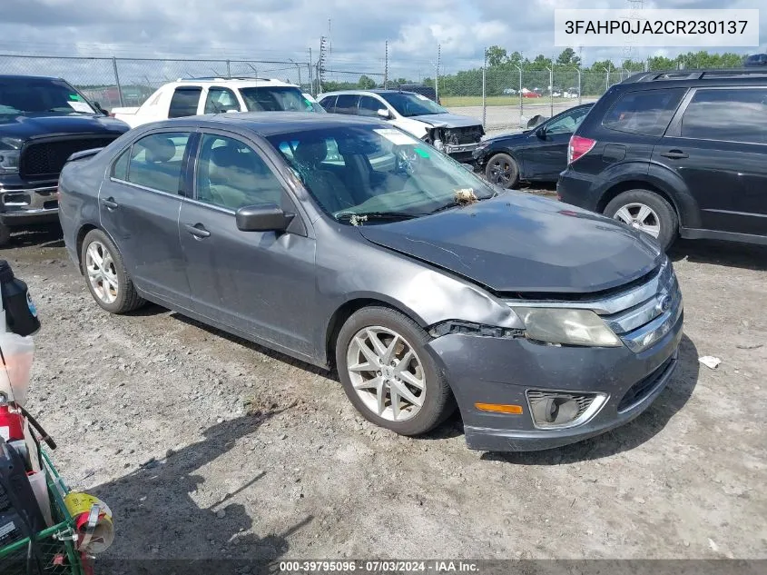 2012 Ford Fusion Sel VIN: 3FAHP0JA2CR230137 Lot: 39795096