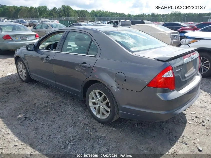 2012 Ford Fusion Sel VIN: 3FAHP0JA2CR230137 Lot: 39795096