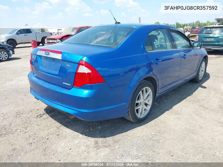 2012 Ford Fusion Sel VIN: 3FAHP0JG8CR357592 Lot: 39799334