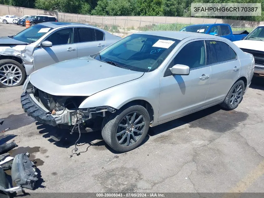 2012 Ford Fusion Se VIN: 3FAHP0HG6CR170387 Lot: 39805043