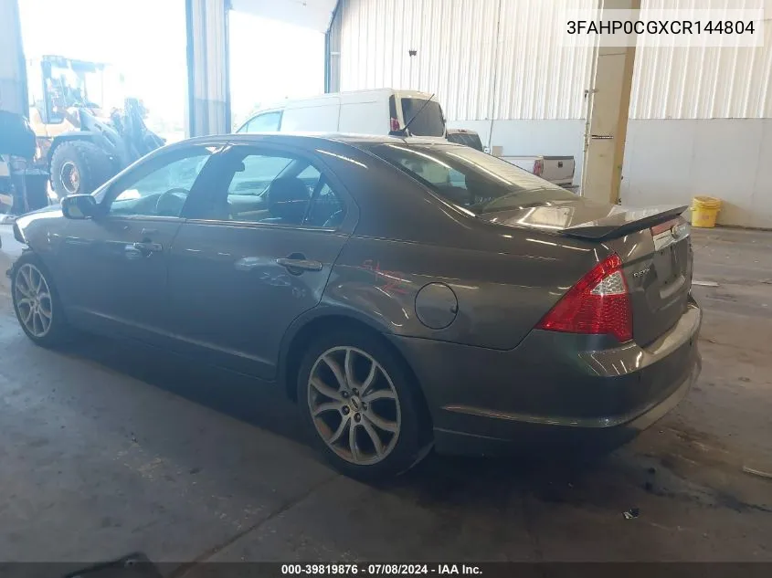 3FAHP0CGXCR144804 2012 Ford Fusion Sel