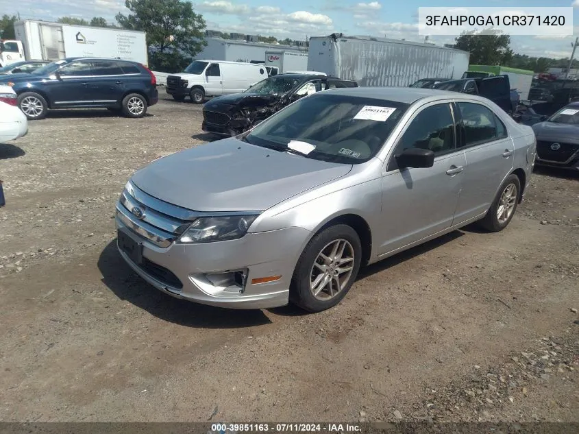 2012 Ford Fusion S VIN: 3FAHP0GA1CR371420 Lot: 39851163