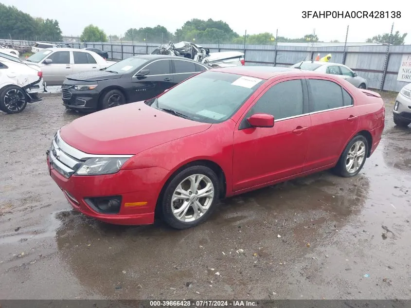 2012 Ford Fusion Se VIN: 3FAHP0HA0CR428138 Lot: 39866428