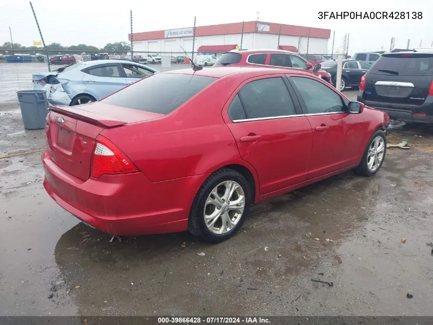 2012 Ford Fusion Se VIN: 3FAHP0HA0CR428138 Lot: 39866428