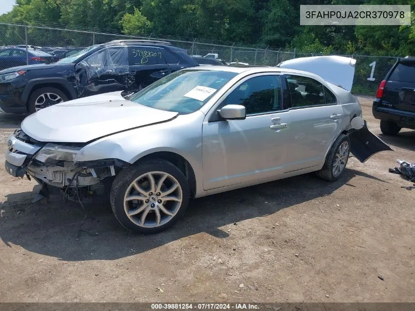 3FAHP0JA2CR370978 2012 Ford Fusion Sel