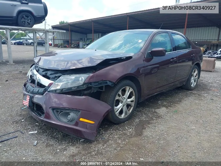 2012 Ford Fusion Se VIN: 3FAHP0HG8CR340927 Lot: 39897971