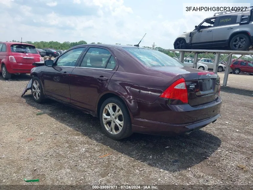 2012 Ford Fusion Se VIN: 3FAHP0HG8CR340927 Lot: 39897971