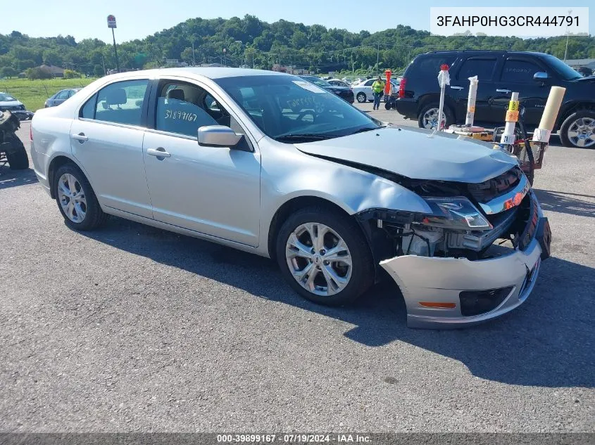 2012 Ford Fusion Se VIN: 3FAHP0HG3CR444791 Lot: 39899167