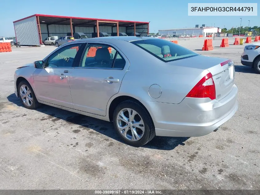 2012 Ford Fusion Se VIN: 3FAHP0HG3CR444791 Lot: 39899167