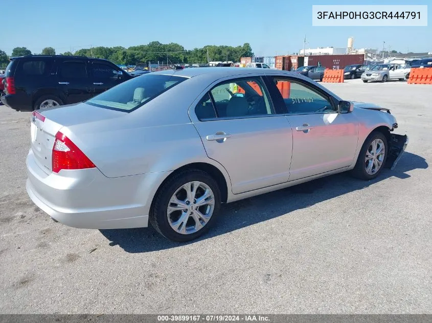 3FAHP0HG3CR444791 2012 Ford Fusion Se