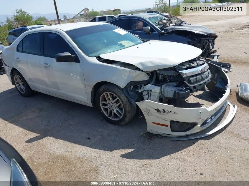 2012 Ford Fusion S VIN: 3FAHP0GA3CR302311 Lot: 39900451