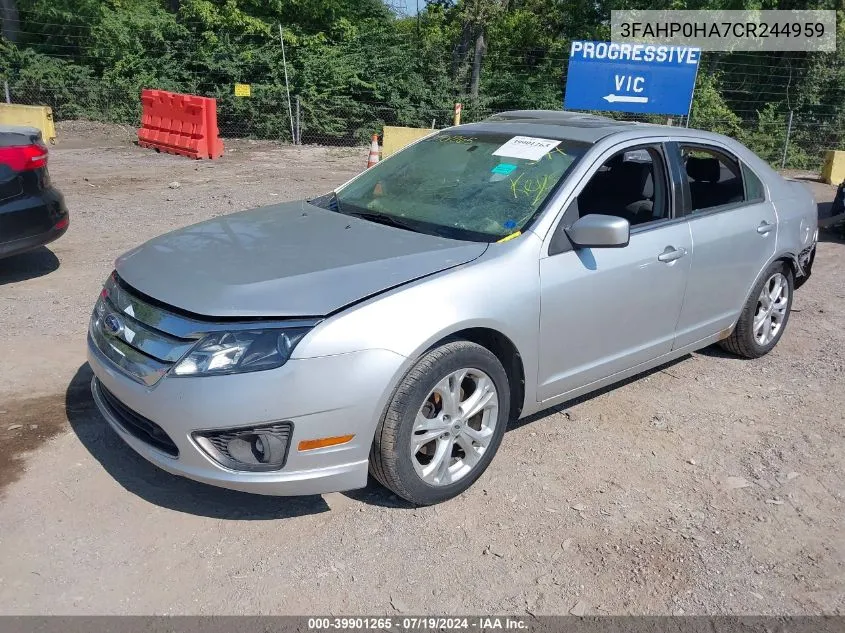 2012 Ford Fusion Se VIN: 3FAHP0HA7CR244959 Lot: 39901265