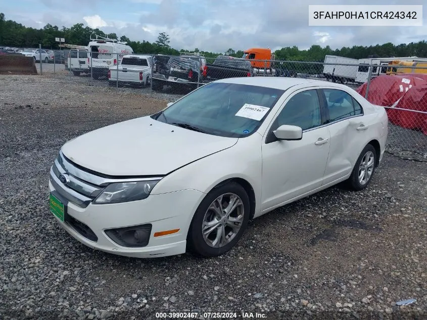 2012 Ford Fusion Se VIN: 3FAHP0HA1CR424342 Lot: 39902467