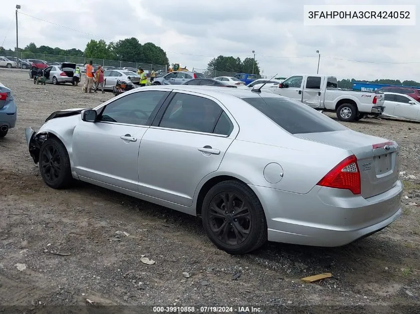 2012 Ford Fusion Se VIN: 3FAHP0HA3CR424052 Lot: 39910858