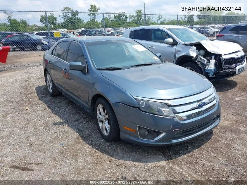 2012 Ford Fusion Se VIN: 3FAHP0HA4CR432144 Lot: 39922025